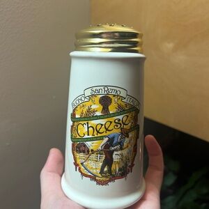 Vintage Italian Cheese Shaker with Gold Lid